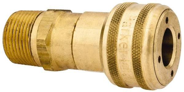 Parker - 3/4-14 Male NPT Industrial Pneumatic Hose Coupler - Brass, 1/2" Body Diam - Apex Tool & Supply