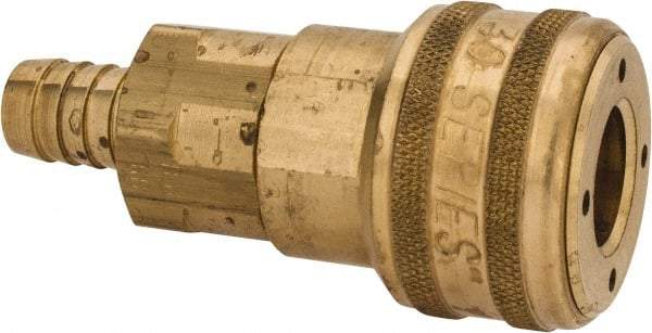 Parker - Hose Barb Industrial Pneumatic Hose Coupler - Brass, 1/2" Body Diam, 1/2" Hose ID - Apex Tool & Supply