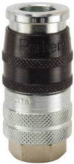 Parker - 1 - 11-1/2 Female NPTF Industrial Pneumatic Hose Coupler - Steel, 3/4" Body Diam - Apex Tool & Supply