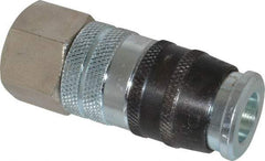 Parker - 1/2-14 Female NPTF Industrial Pneumatic Hose Coupler - Steel, 3/8" Body Diam - Apex Tool & Supply