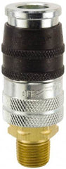 Parker - 3/8-18 Male NPT Industrial Pneumatic Hose Coupler - Steel, 1/4" Body Diam - Apex Tool & Supply