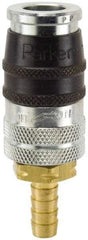 Parker - Hose Barb Industrial Pneumatic Hose Coupler - Steel, 1/4" Body Diam, 3/8" Hose ID - Apex Tool & Supply