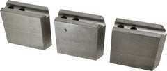 H & R Manufacturing - 1.5mm x 60° Serrated Attachment, Square Soft Lathe Chuck Jaw - 3 Jaws, Steel, 0.787" Btw Mount Hole Ctrs, 3-1/8" Long x 1-1/4" Wide x 3" High, 0.472" Groove, 10mm Fastener - Apex Tool & Supply