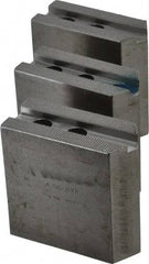 H & R Manufacturing - 1.5mm x 60° Serrated Attachment, Square Soft Lathe Chuck Jaw - 3 Jaws, Steel, 1" Btw Mount Hole Ctrs, 3-1/2" Long x 1-1/2" Wide x 3-1/2" High, 0.551" Groove, 12mm Fastener - Apex Tool & Supply