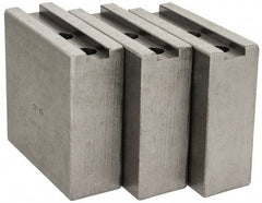 H & R Manufacturing - 1.5mm x 60° Serrated Attachment, Square Soft Lathe Chuck Jaw - 3 Jaws, Steel, 1.266" Btw Mount Hole Ctrs, 4" Long x 1-1/2" Wide x 4" High, 0.63" Groove, 12mm Fastener - Apex Tool & Supply