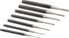 Proto - 7 Piece, 1/16 to 1/4", Pin Punch Set - Round Shank, Comes in Pouch - Apex Tool & Supply