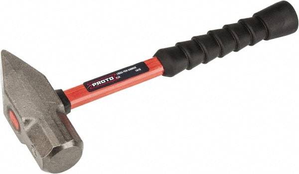 Proto - 4 Lb Head Cross Pein Hammer - 14" Fiberglass Handle, 1-15/16" Face Diam, 13-29/32" OAL - Apex Tool & Supply