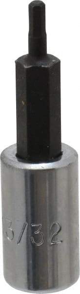Proto - 1/4" Drive, 3/32" Hex Bit Socket - 1-7/8" OAL, 1" Bit Length - Apex Tool & Supply