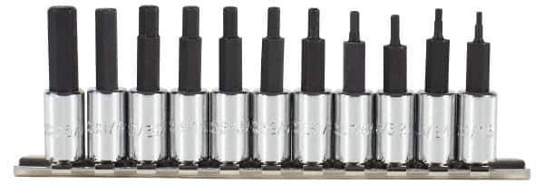 Proto - 11 Piece 1/4" Drive Inch Hex Bit Socket Set - 1/16 to 5/16" Hex - Apex Tool & Supply