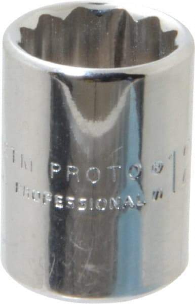 Proto - 1/4" Drive, Standard Hand Socket - 12 Points, 7/8" OAL, Chrome Finish - Apex Tool & Supply