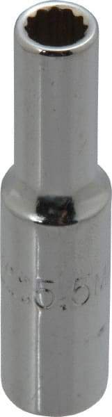 Proto - 1/4" Drive, Deep Hand Socket - 12 Points, 1-15/16" OAL, Chrome Finish - Apex Tool & Supply