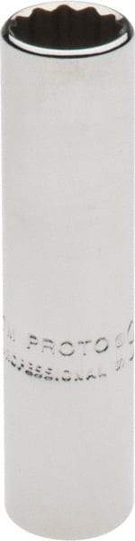 Proto - 1/4" Drive, Deep Hand Socket - 12 Points, 1-15/16" OAL, Chrome Finish - Apex Tool & Supply
