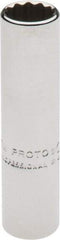 Proto - 1/4" Drive, Deep Hand Socket - 12 Points, 1-15/16" OAL, Chrome Finish - Apex Tool & Supply