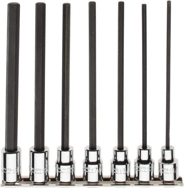Proto - 7 Piece 3/8" Drive Inch Hex Bit Socket Set - 1/8 to 3/8" Hex - Apex Tool & Supply