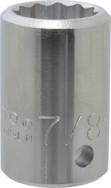 Proto - 7/8", 3/4" Drive, Standard Hand Socket - 12 Points, 2" OAL, Chrome Finish - Apex Tool & Supply