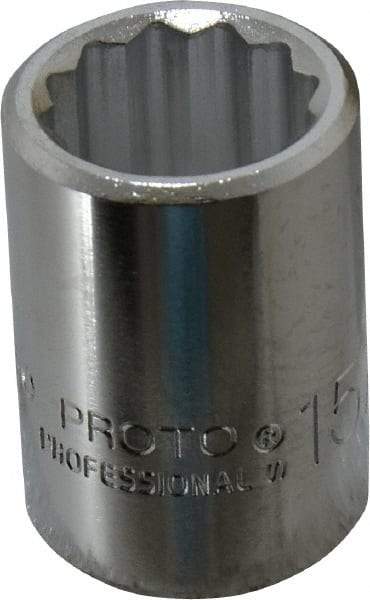 Proto - 15/16", 3/4" Drive, Standard Hand Socket - 12 Points, 2" OAL, Chrome Finish - Apex Tool & Supply