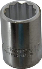Proto - 15/16", 3/4" Drive, Standard Hand Socket - 12 Points, 2" OAL, Chrome Finish - Apex Tool & Supply
