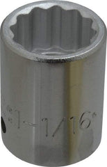 Proto - 1-1/16", 3/4" Drive, Standard Hand Socket - 12 Points, 2" OAL, Chrome Finish - Apex Tool & Supply