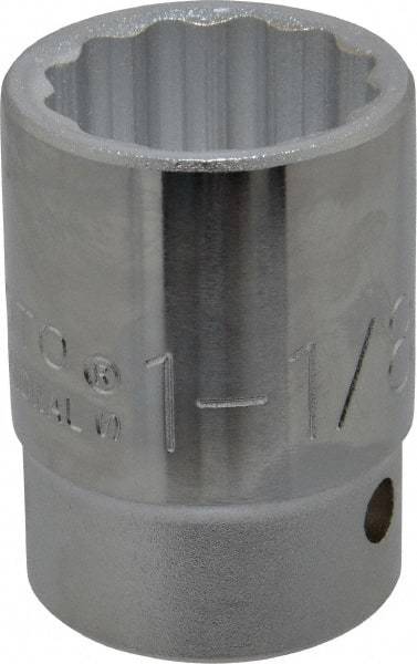 Proto - 1-1/8", 3/4" Drive, Standard Hand Socket - 12 Points, 2-7/32" OAL, Chrome Finish - Apex Tool & Supply