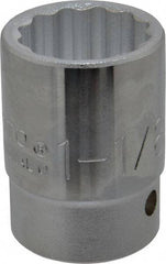 Proto - 1-1/8", 3/4" Drive, Standard Hand Socket - 12 Points, 2-7/32" OAL, Chrome Finish - Apex Tool & Supply