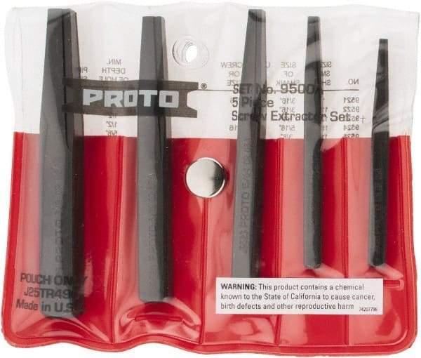 Proto - 5 Piece Screw Extractor Set - Screw Range 3/16 to 3/4" - Apex Tool & Supply
