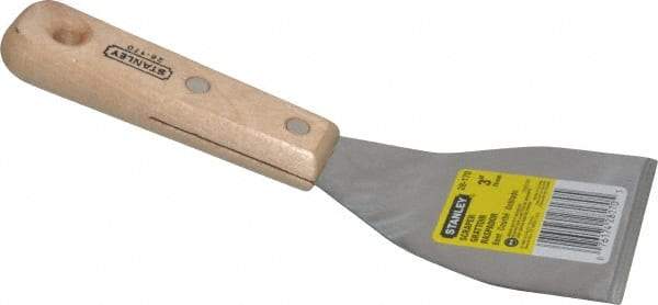 Stanley - Steel Bent Scraper - 3" Blade Width x 4-3/8" Blade Length, 4-7/8" Long Hardwood Handle - Apex Tool & Supply
