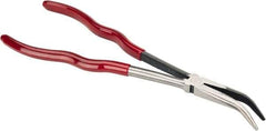 Proto - 11-3/8" OAL, 2-9/16" Jaw Length x 23/32" Jaw Width, Long Nose Bent Nose Pliers - Smooth Jaw, Plastisol Handles - Apex Tool & Supply