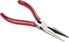 Proto - 6-5/8" OAL, 1-7/8" Jaw Length x 11/16" Jaw Width, Long Nose Chain Nose Pliers - Serrated Jaw, Standard Head, Plastisol Handles - Apex Tool & Supply
