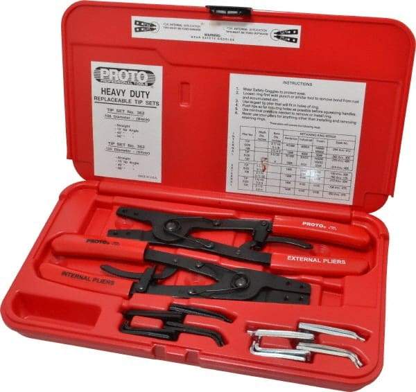 Proto - 18 Piece, Retaining Ring Pliers Set - 9-1/2" OAL - Apex Tool & Supply