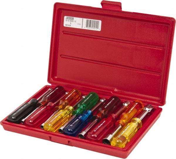 Proto - 11 Piece 3/16 to 5/8" Nutdriver Set - Solid Shaft, Color Coded Handle - Apex Tool & Supply