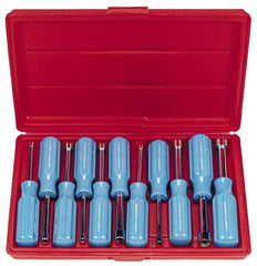 Proto - 11 Piece 4 to 14mm Nutdriver Set - Standard Shaft, Color Coded Handle - Apex Tool & Supply