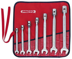Proto - 7 Piece, 3/8" to 3/4", 12 Point Flex Head Combination Wrench Set - Inch Measurement Standard, Satin Finish, Comes in Nylon Roll - Apex Tool & Supply