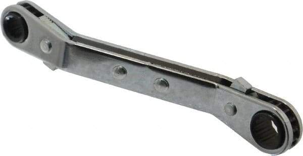 Proto - 1/4" x 5/16" 12 Point Reversible Ratcheting Offset Box Wrench - Double End, 4-1/8" OAL, Steel, 25° Offset - Apex Tool & Supply