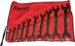 Proto - 10 Piece, 5/16" x 3/8" to 1-1/2" x 1-5/8", Open End Wrench Set - Inch Measurement Standard, Black Oxide Finish, Comes in Nylon Roll - Apex Tool & Supply