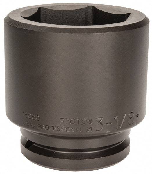 Proto - 1-1/2" Drive 3-1/8" Standard Impact Socket - 6 Points, 4-5/8" OAL - Apex Tool & Supply