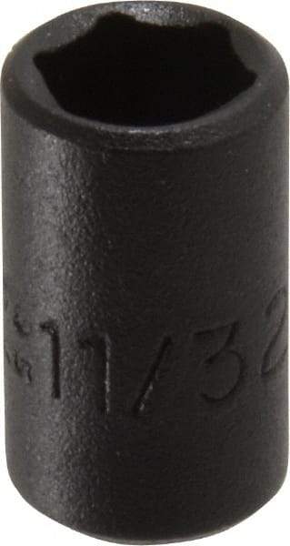 Proto - 1/4" Drive 11/32" Standard Impact Socket - 6 Points, 7/8" OAL - Apex Tool & Supply