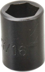 Proto - 1/4" Drive 7/16" Standard Impact Socket - 6 Points, 7/8" OAL - Apex Tool & Supply