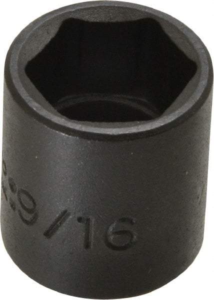Proto - 1/4" Drive 9/16" Standard Impact Socket - 6 Points, 7/8" OAL - Apex Tool & Supply