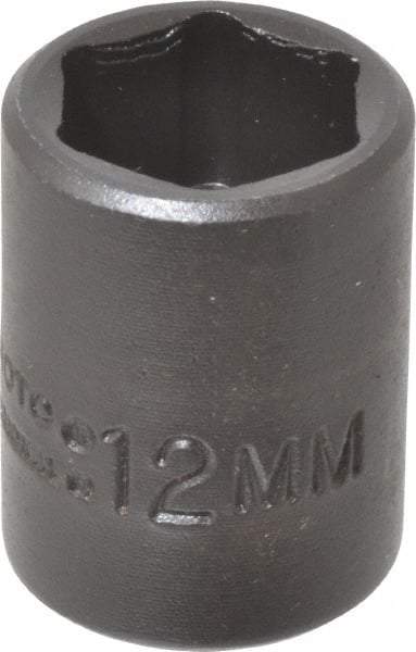 Proto - 1/4" Drive 12mm Standard Impact Socket - 6 Points, 7/8" OAL - Apex Tool & Supply