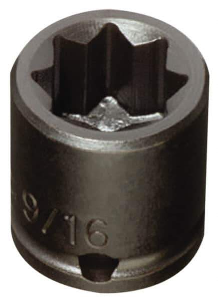 Proto - 3/8" Drive 9/16" Standard Impact Socket - 8 Points, 1" OAL - Apex Tool & Supply