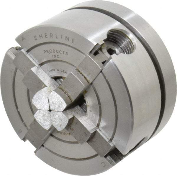 Sherline - 4 Jaws, 2.5" Diam, Independent Manual Lathe Chuck - 3/4-16" Spindle Mount - Apex Tool & Supply