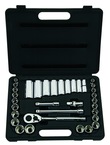 STANLEY® 3/8" Drive 34 Piece Fractional & Metric Socket Set – 12 Point - Apex Tool & Supply