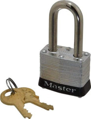 Master Lock - Keyed Alike Retaining Key Conductive Lockout Padlock - 1-1/2" Shackle Clearance, 9/32" Shackle Diam, 1-1/4" Body Height x 1-9/16" Body Width, Black, 4 Pins - Apex Tool & Supply