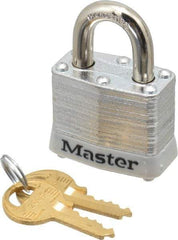 Master Lock - Keyed Alike Retaining Key Conductive Lockout Padlock - 3/4" Shackle Clearance, 9/32" Shackle Diam, 1-1/4" Body Height x 1-9/16" Body Width, White, 4 Pins - Apex Tool & Supply