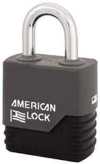 American Lock - 1-1/8" Shackle Clearance, Keyed Different Padlock with Weather Cover - 5/16" Shackle Diam, Steel - Apex Tool & Supply