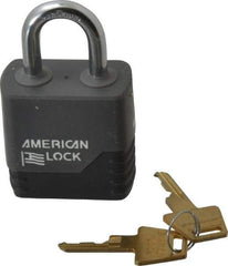 American Lock - 1-1/8" Shackle Clearance, Keyed Different Padlock with Weather Cover - 5/16" Shackle Diam, Aluminum - Apex Tool & Supply