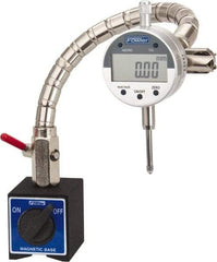 Fowler - 0.0005" Graduation, 0-15-0 Dial Reading, Electronic Indicator & Base Kit - 0.01mm Resolution, 1-1/4" Base Length x 1-1/4" Base Height, 1.26" Base Diam, 2-1/4" Dial Diam - Apex Tool & Supply