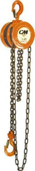 CM - 2,000 Lb Lifting Capacity, 20' Lift Height, Hand Hoist - Made from Chain, 37' Overhaul to Lift 1', 77 Lb Avg Pull to Lift Rated Load, 1 Chain - Apex Tool & Supply