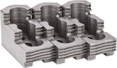 Atlas Workholding - 6" Max Chuck Diam Compatibility, Hard Steel 1.5mm x 60° Serrated Hard Lathe Top Jaws - 1.18" Wide x 2.56" Long x 1.38" High - Apex Tool & Supply