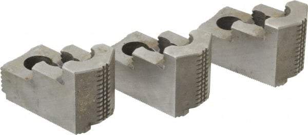 Atlas Workholding - 10" Max Chuck Diam Compatibility, Hard Steel 1.5mm x 60° Serrated Hard Lathe Top Jaws - 1.57" Wide x 2.95" Long x 1.96" High - Apex Tool & Supply